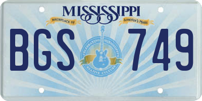 MS license plate BGS749