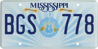 MS license plate BGS778