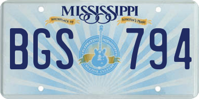 MS license plate BGS794