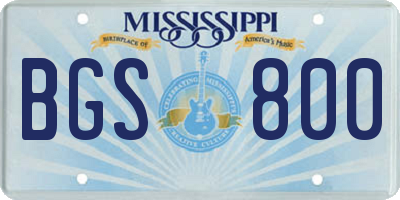 MS license plate BGS800