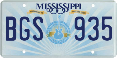 MS license plate BGS935
