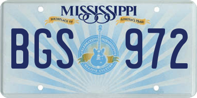 MS license plate BGS972