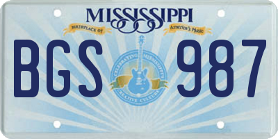 MS license plate BGS987
