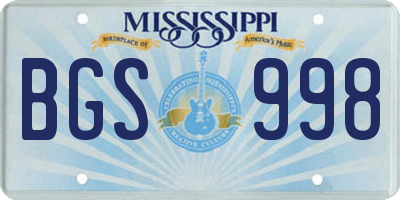 MS license plate BGS998