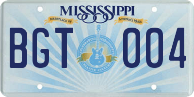 MS license plate BGT004