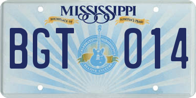 MS license plate BGT014