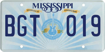 MS license plate BGT019