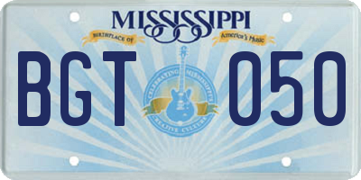 MS license plate BGT050