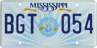 MS license plate BGT054