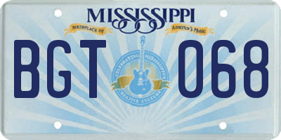 MS license plate BGT068