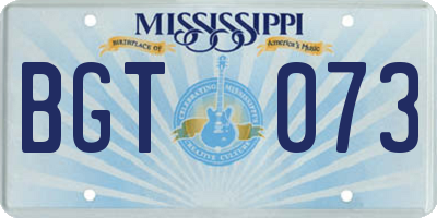 MS license plate BGT073