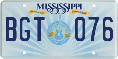 MS license plate BGT076
