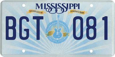 MS license plate BGT081