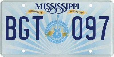 MS license plate BGT097