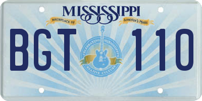 MS license plate BGT110