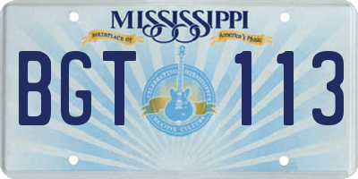 MS license plate BGT113