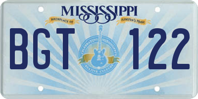 MS license plate BGT122