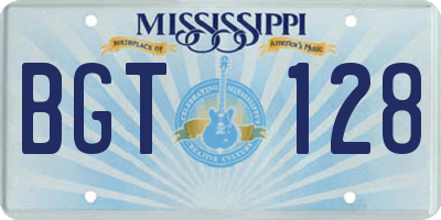 MS license plate BGT128