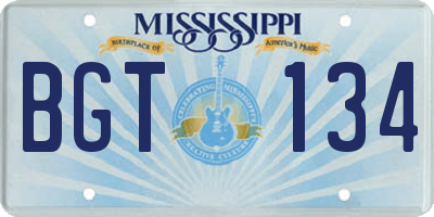 MS license plate BGT134