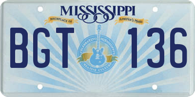MS license plate BGT136