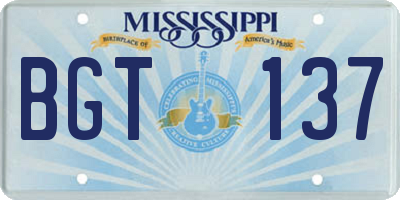 MS license plate BGT137
