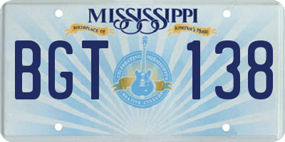 MS license plate BGT138