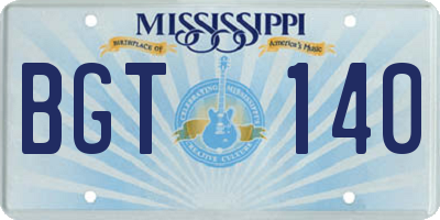 MS license plate BGT140