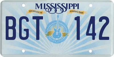 MS license plate BGT142