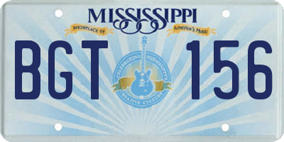 MS license plate BGT156