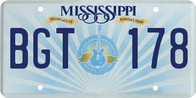 MS license plate BGT178