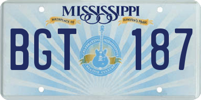 MS license plate BGT187