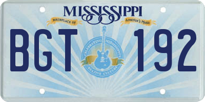 MS license plate BGT192