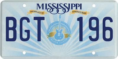 MS license plate BGT196