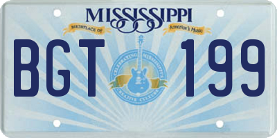 MS license plate BGT199