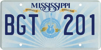MS license plate BGT201