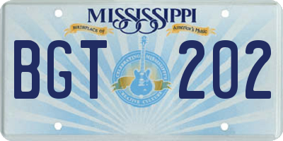MS license plate BGT202