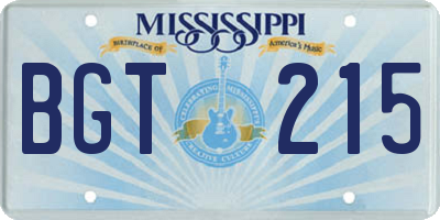 MS license plate BGT215