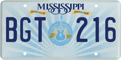 MS license plate BGT216