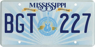MS license plate BGT227
