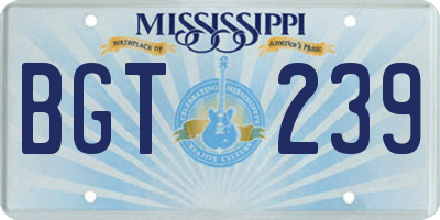 MS license plate BGT239