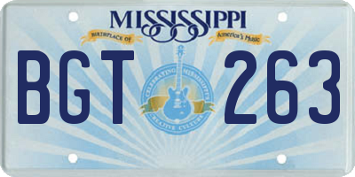 MS license plate BGT263