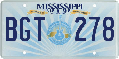 MS license plate BGT278