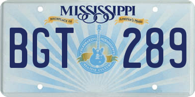 MS license plate BGT289