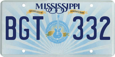 MS license plate BGT332