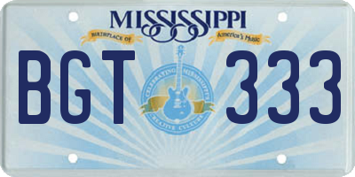 MS license plate BGT333