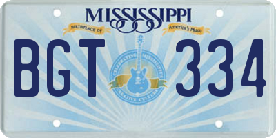 MS license plate BGT334