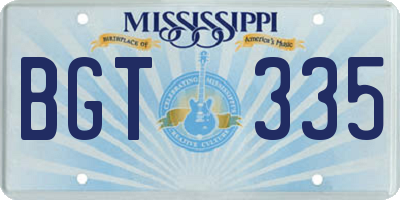 MS license plate BGT335