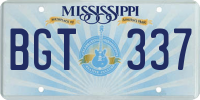 MS license plate BGT337