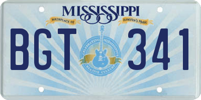 MS license plate BGT341