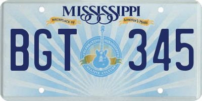 MS license plate BGT345